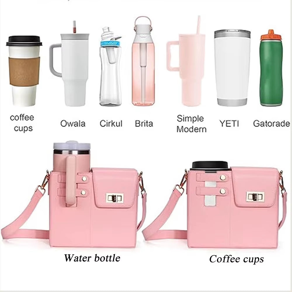 Crossbody Bag for Tumbler Large Size Water Bottle Cover Shoulder Bag Adjustable Strap Outdoor Portable Sling Bag