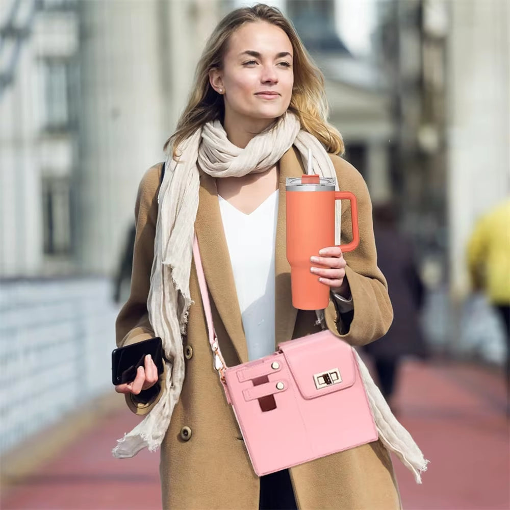 Crossbody Bag for Tumbler Large Size Water Bottle Cover Shoulder Bag Adjustable Strap Outdoor Portable Sling Bag